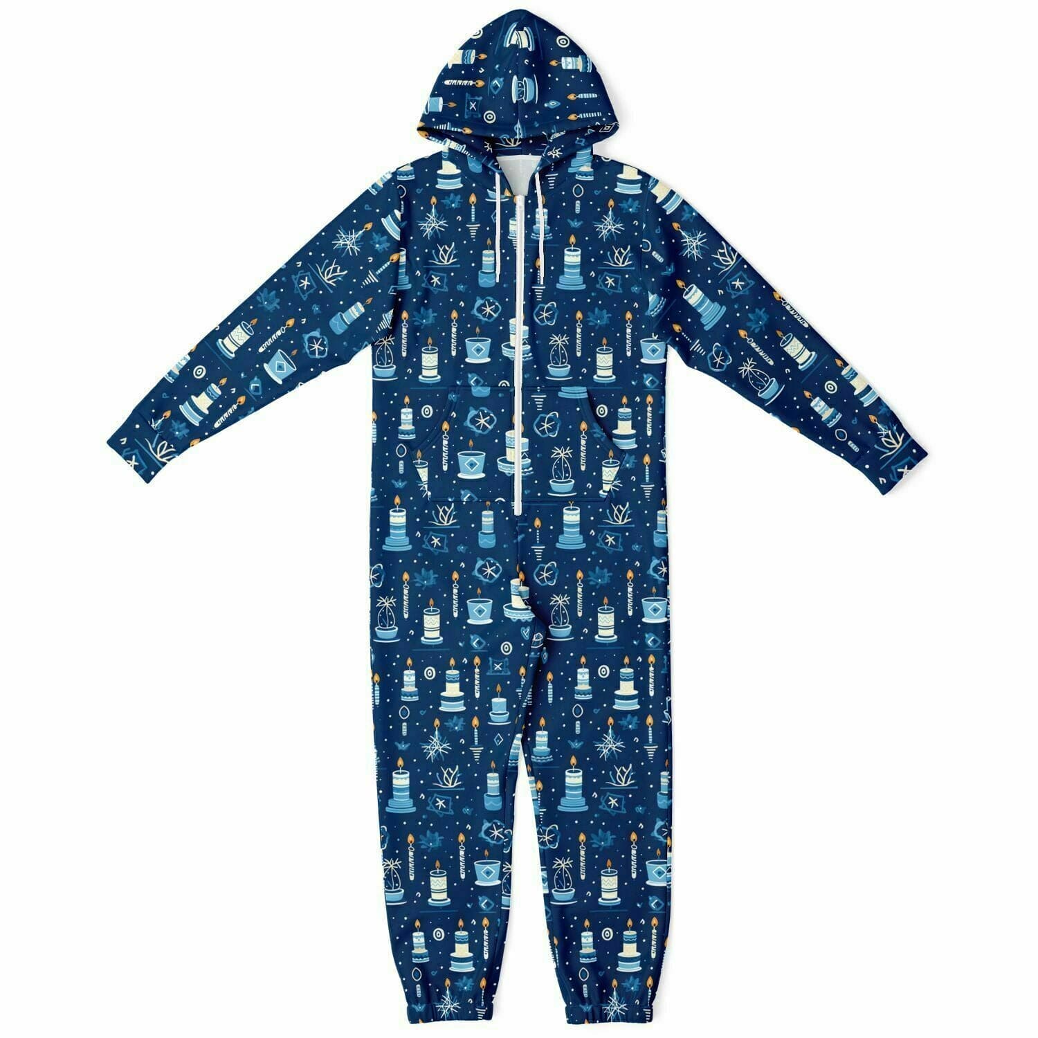 Hanukkah Jumpsuit Adult Onesie One Piece Athletic Onesie Blue