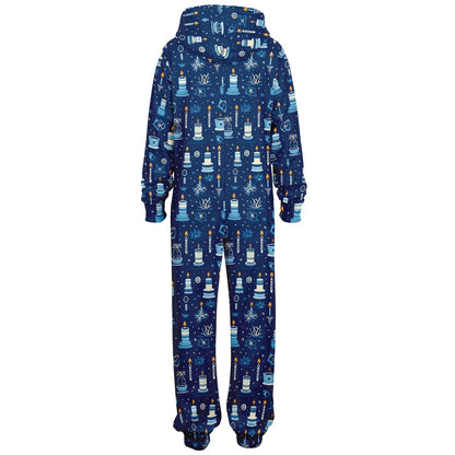 Hanukkah Jumpsuit Adult Onesie One-Piece Athletic Onesie Blue Union Suit    - HolidayShoppingFinds