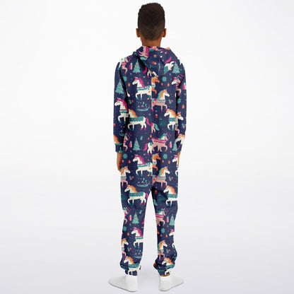 Magical Unicorn Teens Onesie, Kids Union Suit Blue Athletic Jumpsuit    - HolidayShoppingFinds