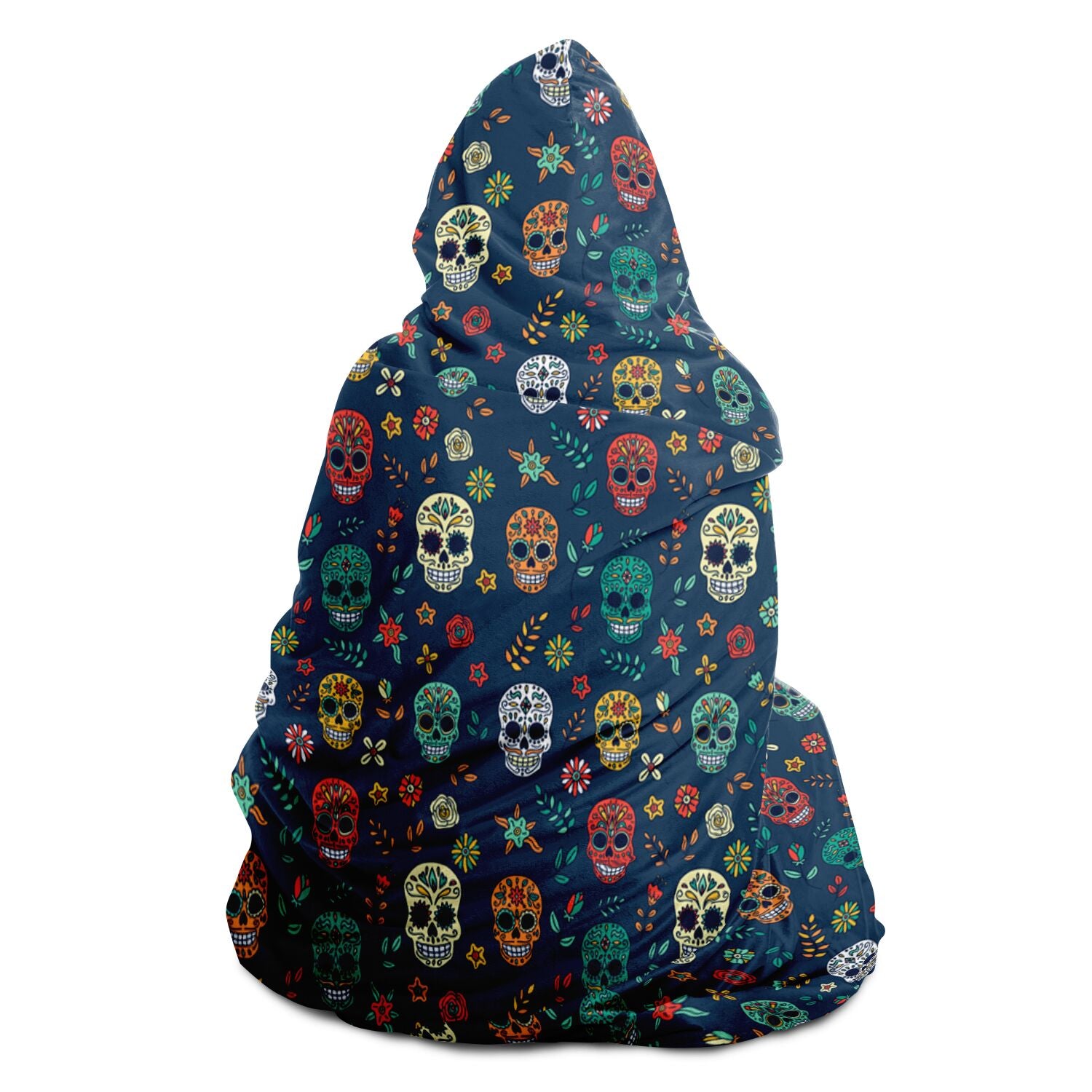 Blue Sugar Skull Day of the Dead Hooded Blanket, Dia de los Muertos    - HolidayShoppingFinds