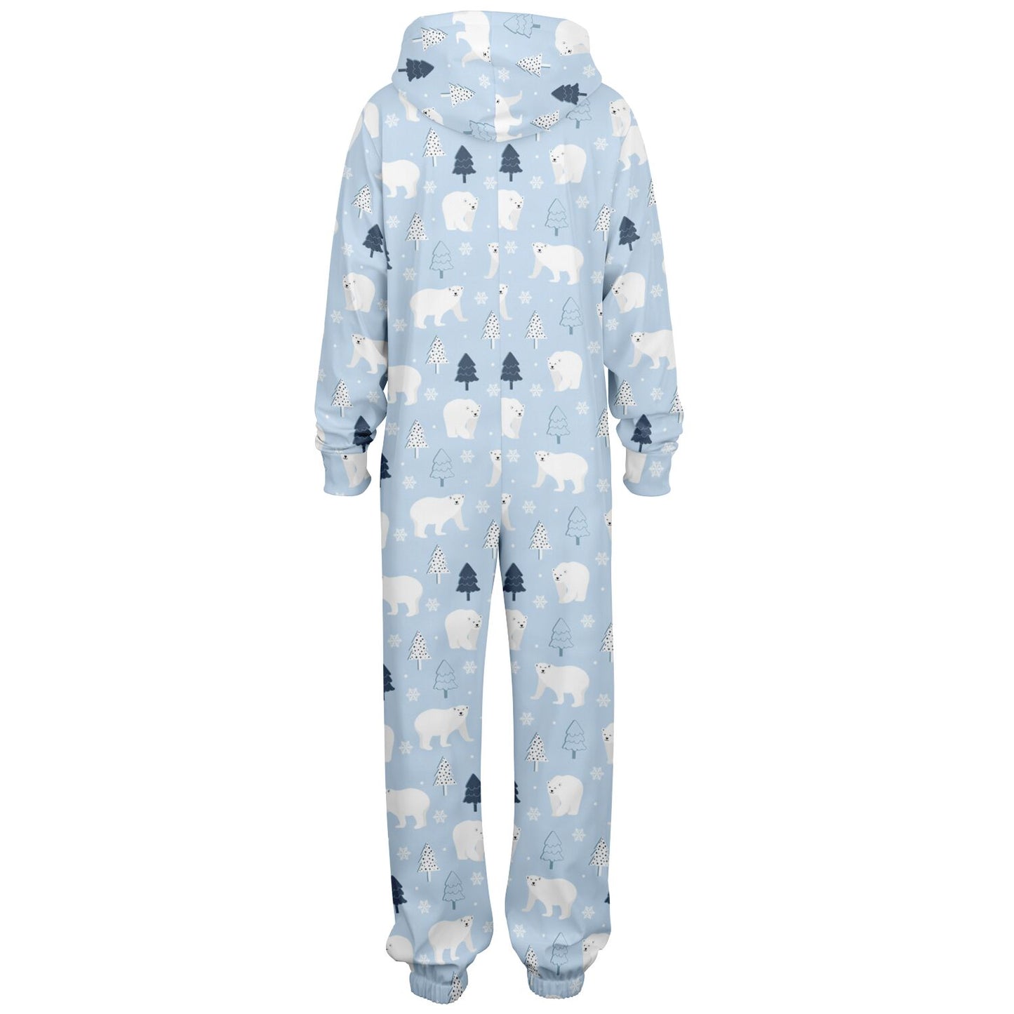 Polar Bears Winter Wonderland Blue Jumpsuit Adult Onesie Gender-Neutral Athletic PJs    - HolidayShoppingFinds