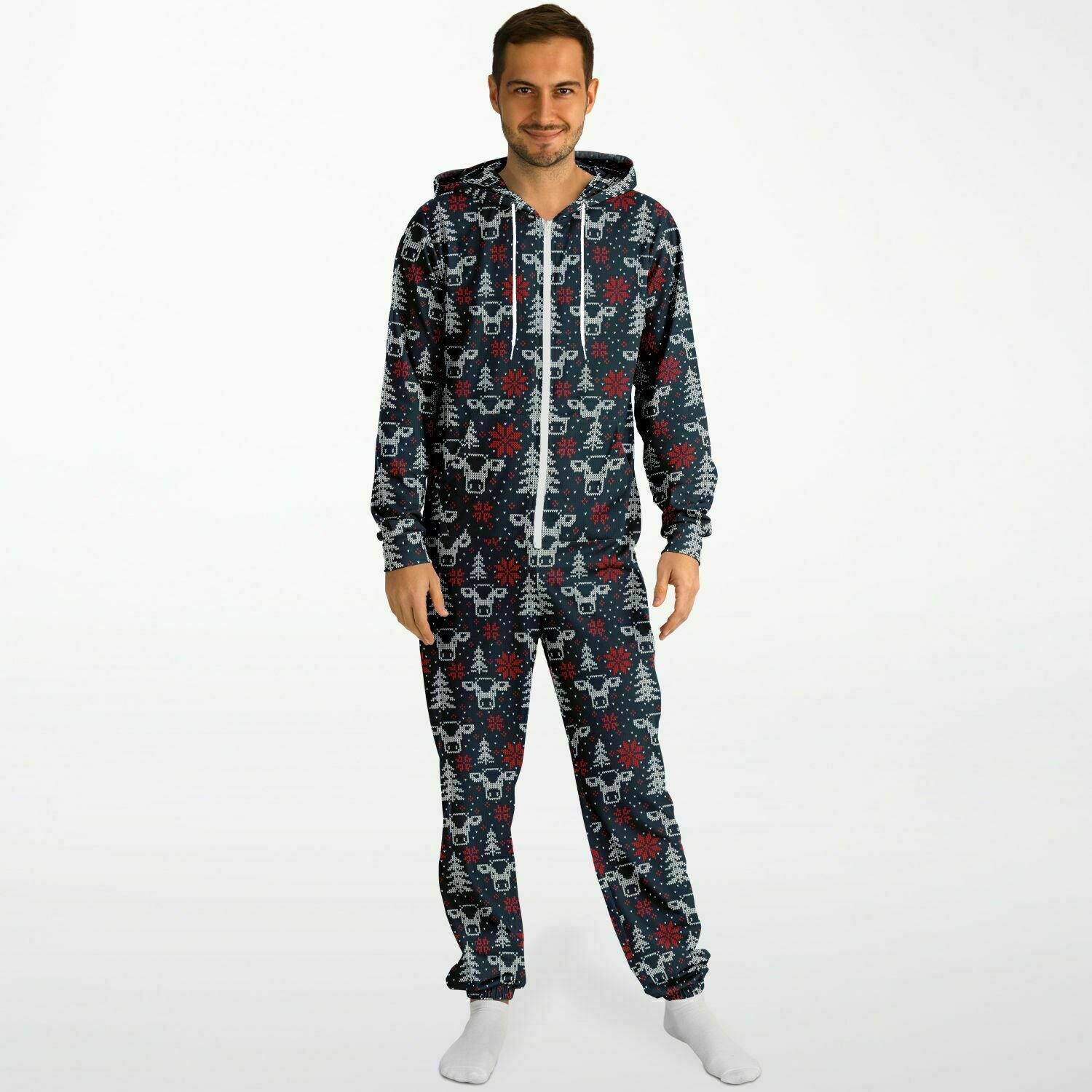 Blue Christmas Jumpsuit Adult Onesie Unisex Athletic One-Piece    - HolidayShoppingFinds