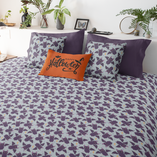 Cute Purple Bats Duvet Cover, Halloween Duvet, Twin/TwinXL/Queen/King Duvet Cover    - HolidayShoppingFinds