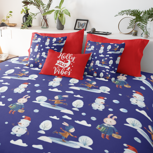 Snowman Duvet Covet, Holiday Duvet, Winter Blue Duvet Twin/TwinXL/Queen/King Duvet    - HolidayShoppingFinds