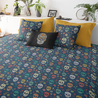 Sugar Skull Duvet, Day of the Dead Blue Duvet Twin/TwinXL/Queen/King    - HolidayShoppingFinds