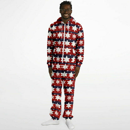 Americana Knitted Adult Athletic Jumpsuit, Red White & Blue Onesie Union Suit    - HolidayShoppingFinds