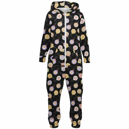 Colorful Christmas Ornaments Teens Onesie: Boys & Girls Union Suit Athletic Black Jumpsuit    - HolidayShoppingFinds