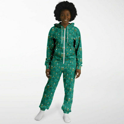 Green Holiday Jumpsuit Adult Onesie Gender-Neutral Athletic PJs    - HolidayShoppingFinds