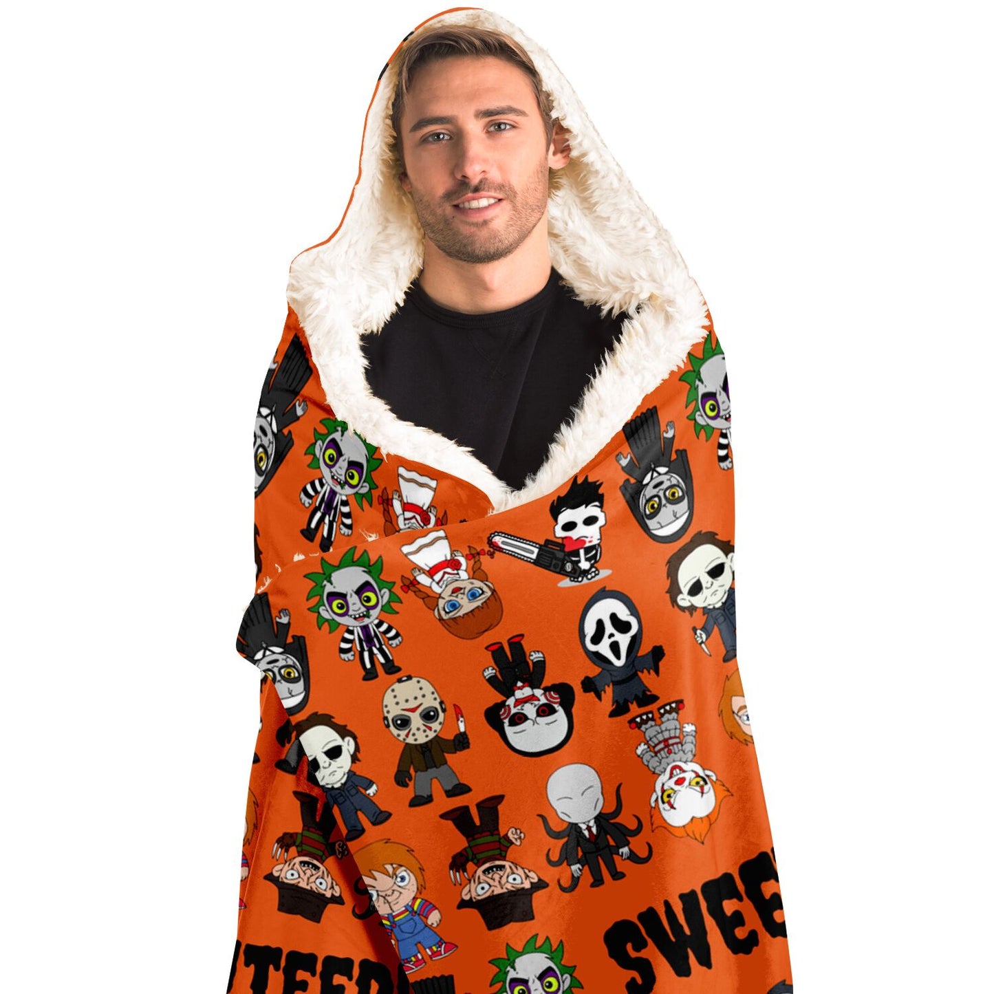 Halloween Killers Hooded Blanket "Sweet Dreams Not Guaranteed!"- Orange    - HolidayShoppingFinds