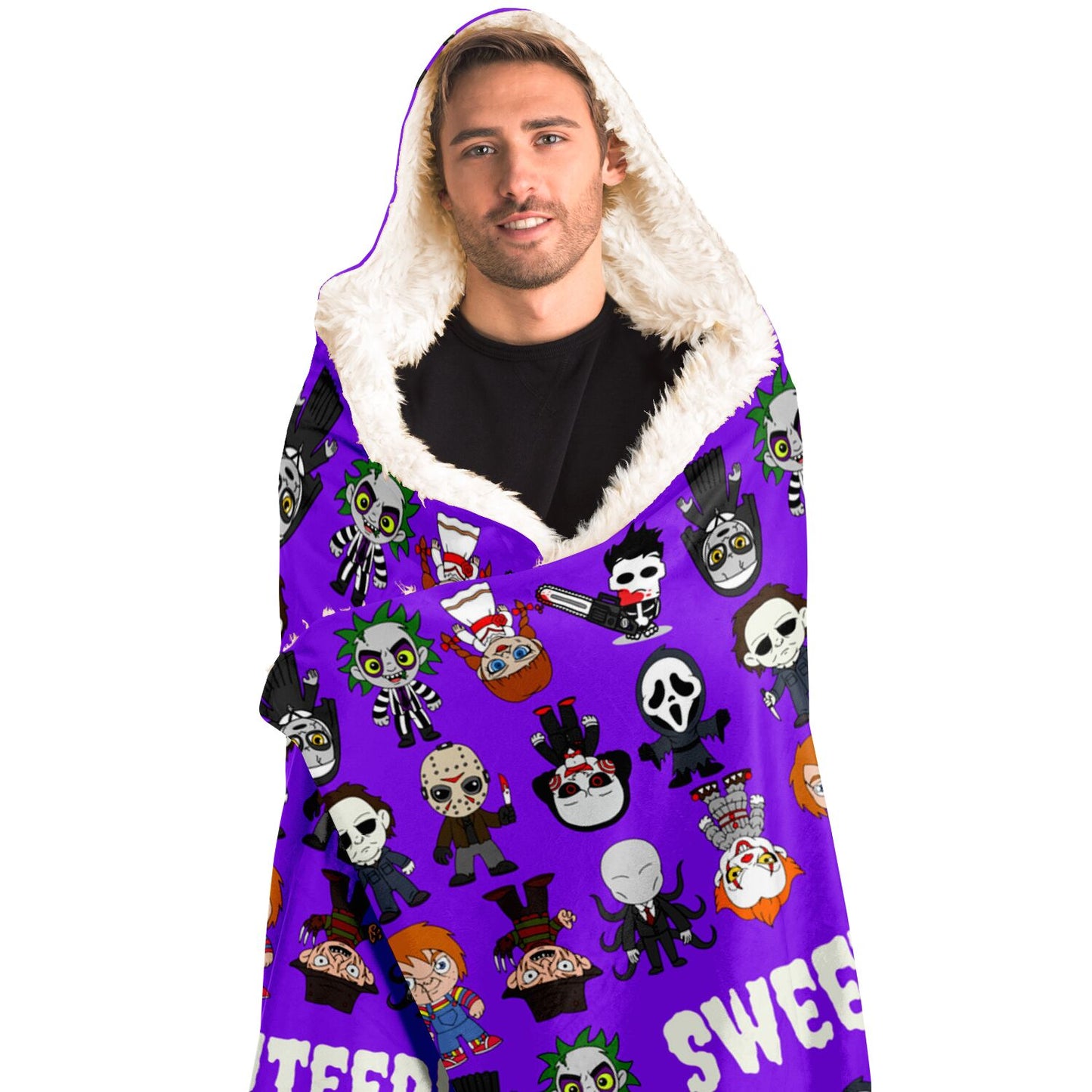 Halloween Killers Hooded Blanket "Sweet Dreams Not Guaranteed!"- Purple    - HolidayShoppingFinds