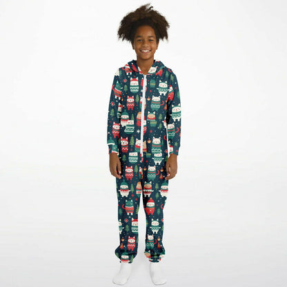 Winter Critters Teens Onesie, Kids Athletic  Jumpsuit Green Union Suit    - HolidayShoppingFinds