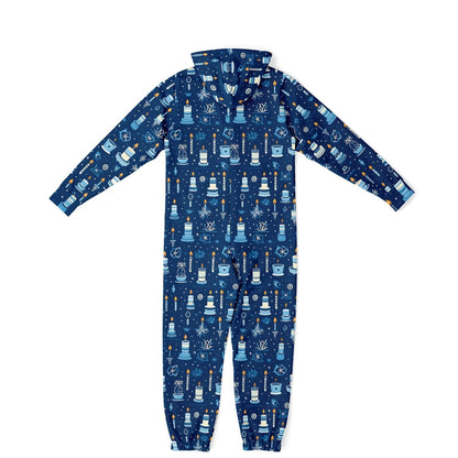 Hanukkah Jumpsuit Adult Onesie One-Piece Athletic Onesie Blue Union Suit    - HolidayShoppingFinds