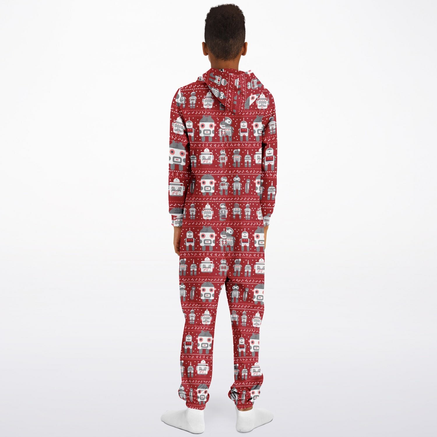 Teens Robots Red Onesie, Union Suit Athletic Jumpsuit for Gamers Tech Enthusiasts    - HolidayShoppingFinds