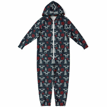 Blue Christmas Cows Teens Onesie: Boys & Girls Union Suit Athletic Jumpsuit 9-10   - HolidayShoppingFinds