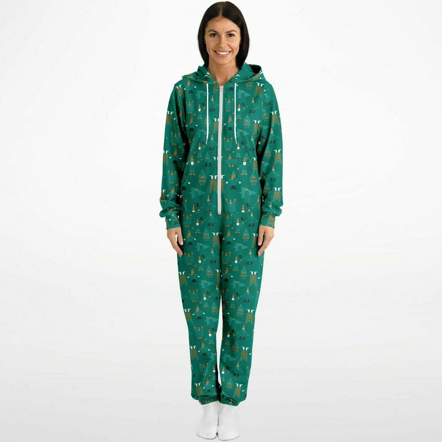 Green Holiday Jumpsuit Adult Onesie Gender-Neutral Athletic PJs    - HolidayShoppingFinds