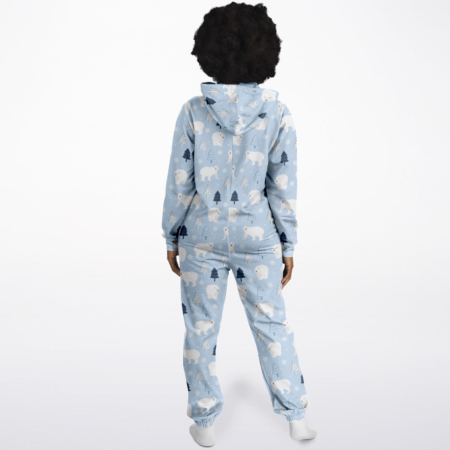 Polar Bears Winter Wonderland Blue Jumpsuit Adult Onesie Gender-Neutral Athletic PJs    - HolidayShoppingFinds