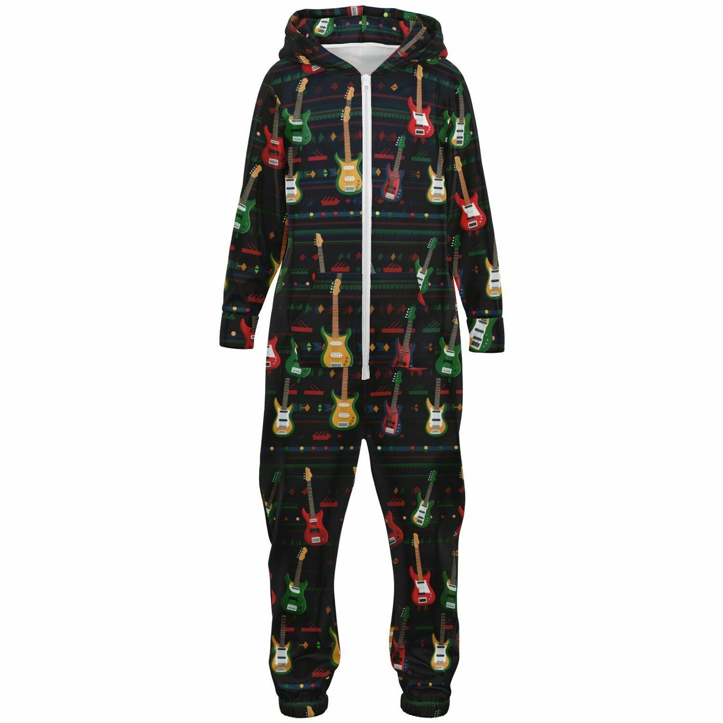 Rockstar Electric Guitars Teens Onesie, Colorful Guitars Blue Athletic Jumpsuit    - HolidayShoppingFinds