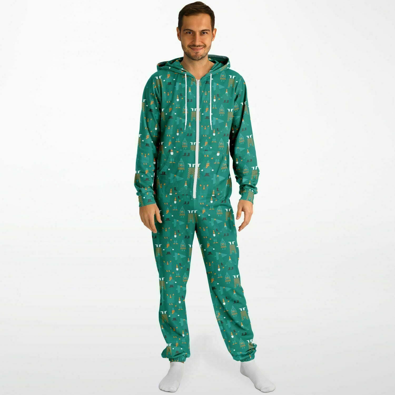 Green Holiday Jumpsuit Adult Onesie Gender-Neutral Athletic PJs    - HolidayShoppingFinds