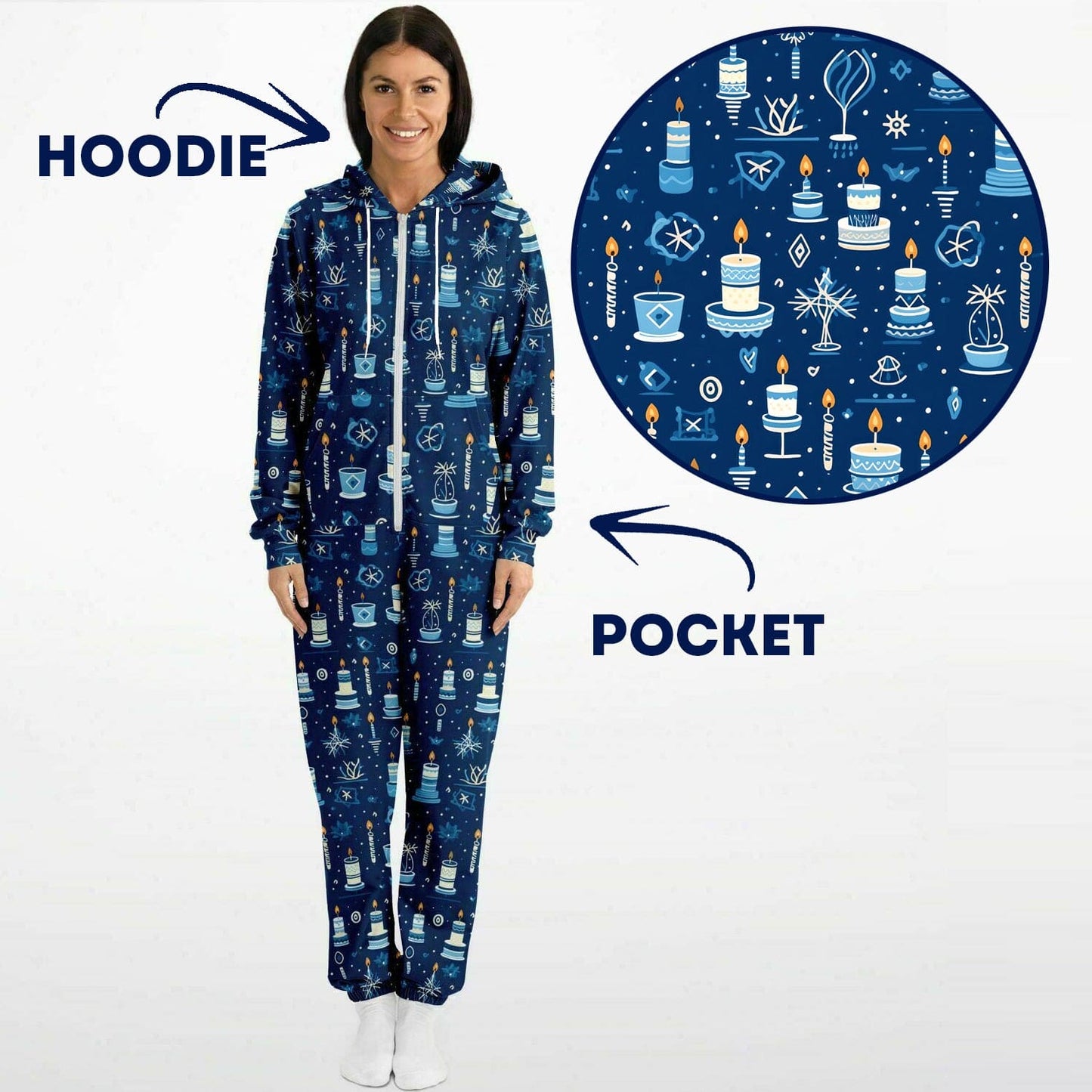 Hanukkah Jumpsuit Adult Onesie One-Piece Athletic Onesie Blue Union Suit    - HolidayShoppingFinds