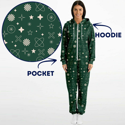 Green Gala Christmas Jumpsuit Adult Onesie Unisex Athletic One-Piece PJs    - HolidayShoppingFinds