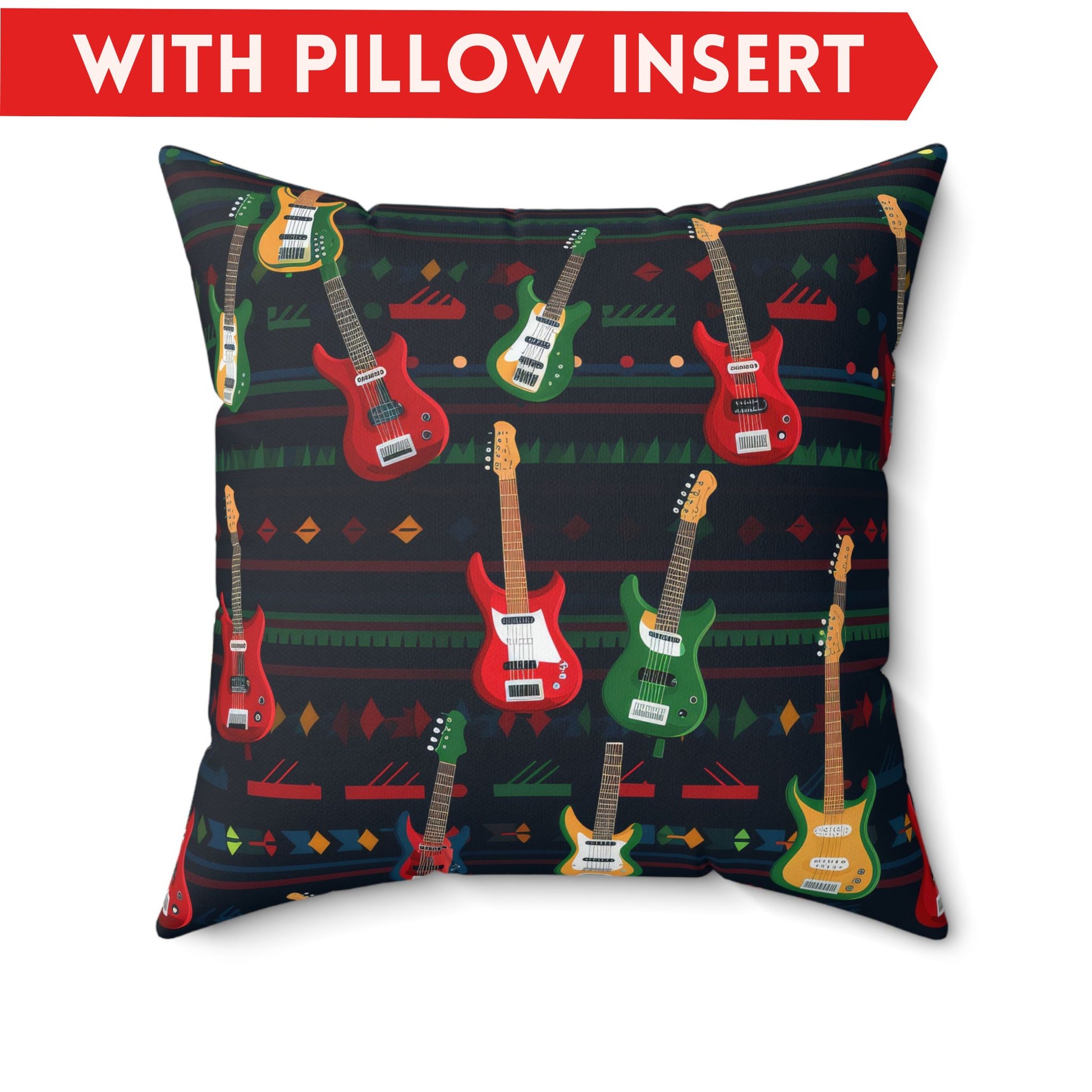 Rockstar Electric Guitar Pillow, Guitarist Gift, Music Lover Pillow (Insert Incl.) Black Blanket    - HolidayShoppingFinds