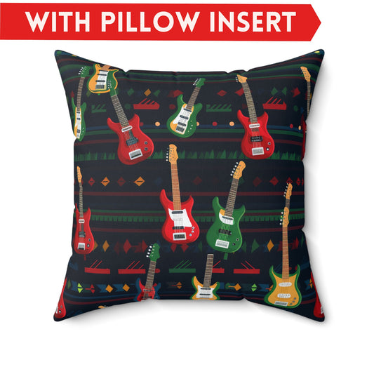 Rockstar Electric Guitar Pillow, Guitarist Gift, Music Lover Pillow (Insert Incl.) Black Blanket    - HolidayShoppingFinds