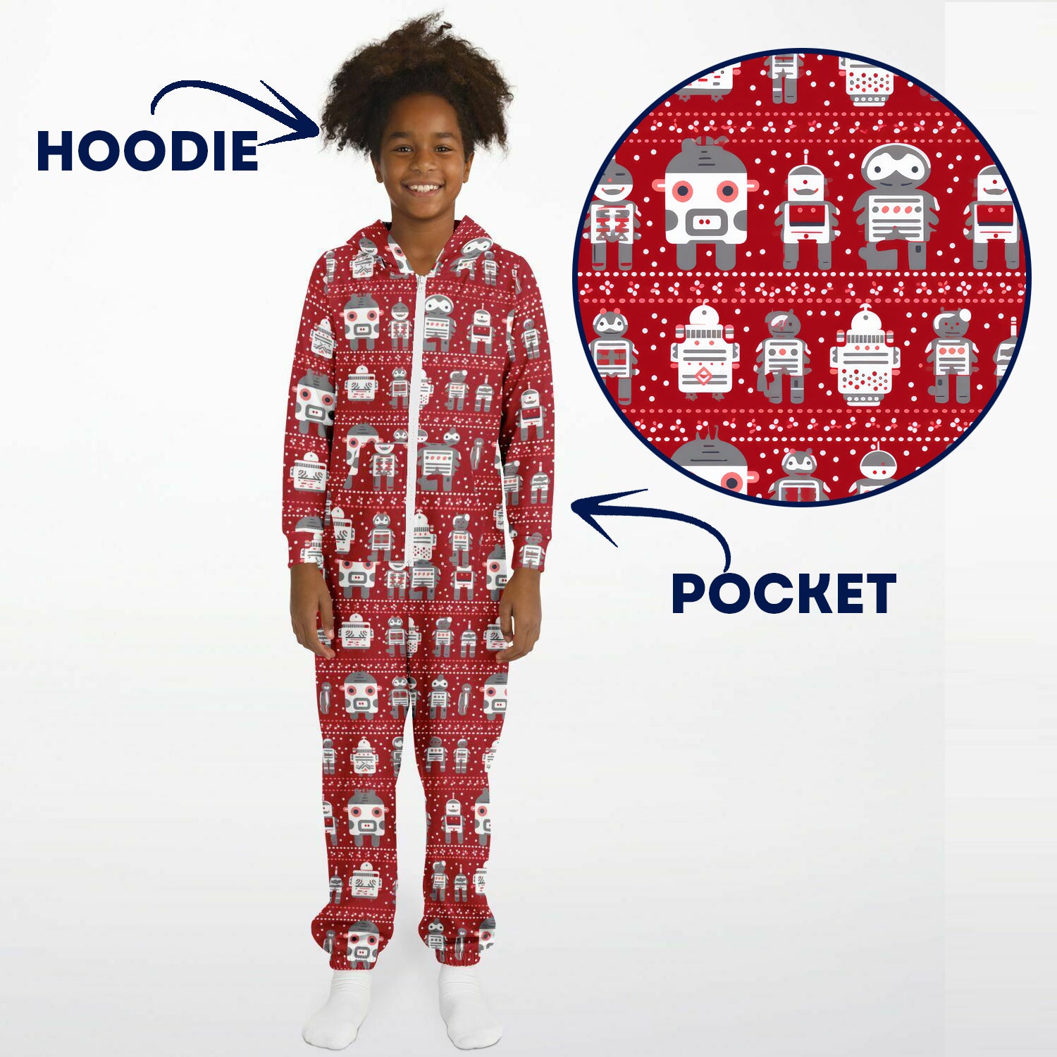 Teens Robots Red Onesie, Union Suit Athletic Jumpsuit for Gamers Tech Enthusiasts    - HolidayShoppingFinds