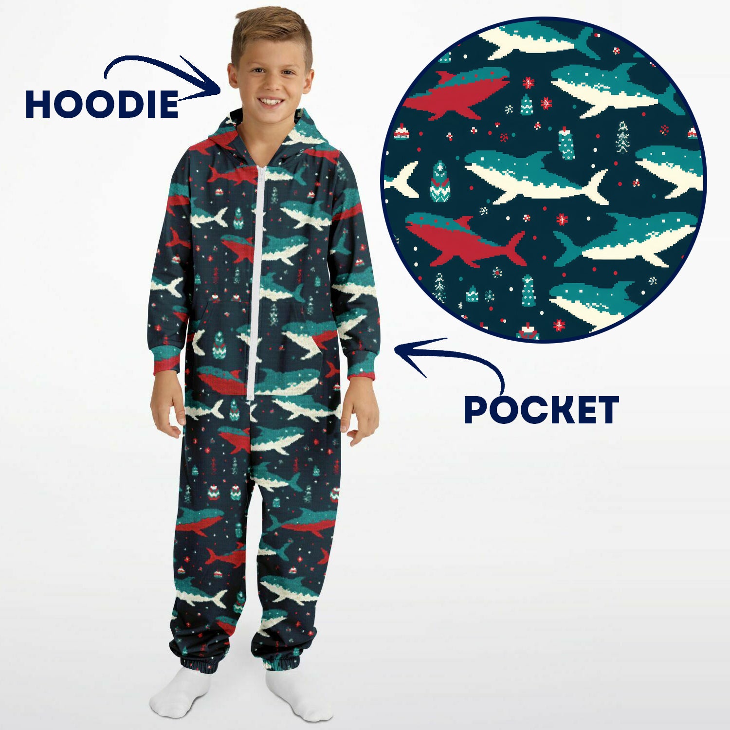 Shark Adventure Teens Onesie: Boys & Girls Union Suit Athletic Blue Ocean Jumpsuit    - HolidayShoppingFinds