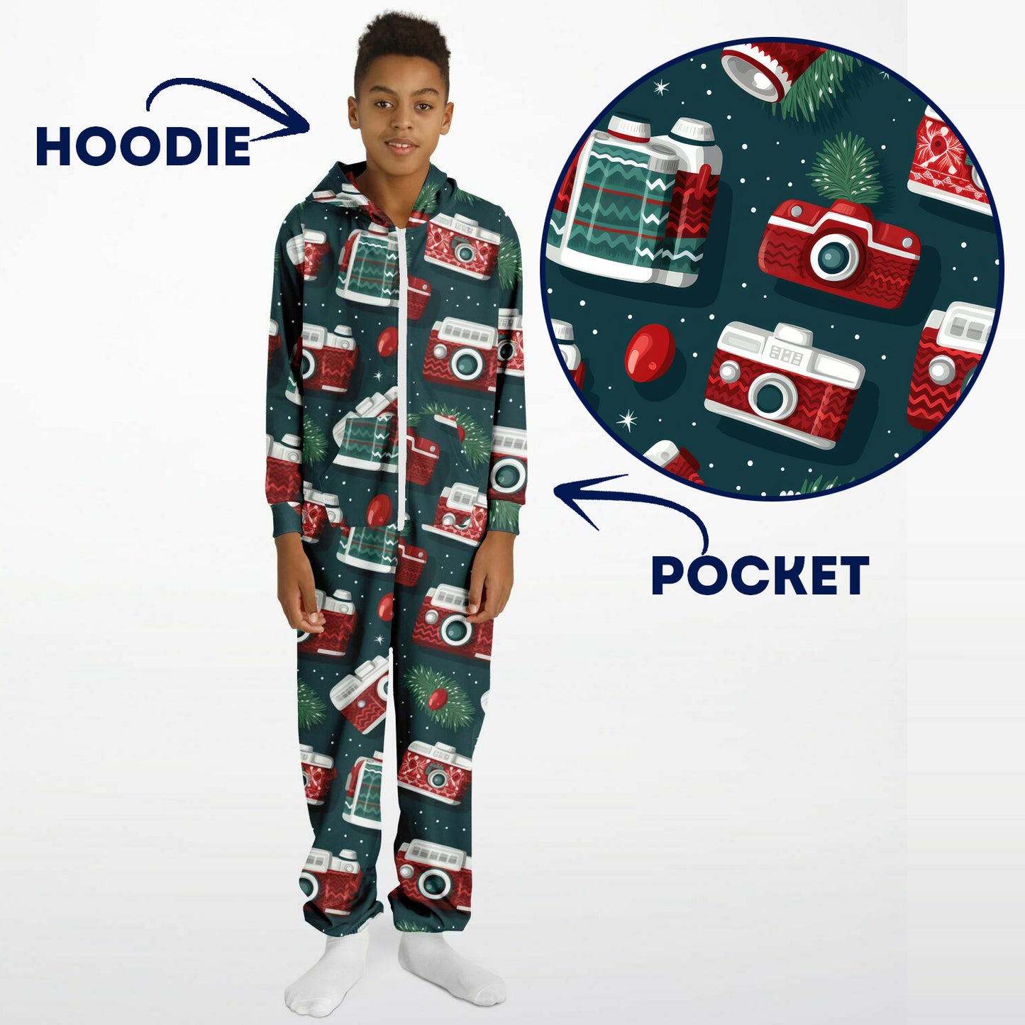 Vintage Camera Holiday Teens Onesie: Boys & Girls Union Suit Athletic Green Jumpsuit    - HolidayShoppingFinds