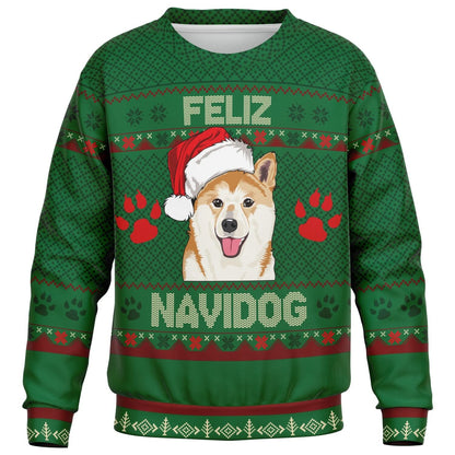 Shiba Inu Feliz Navidog Ugly Christmas Sweatshirt Kids Funny Sweater    - HolidayShoppingFinds