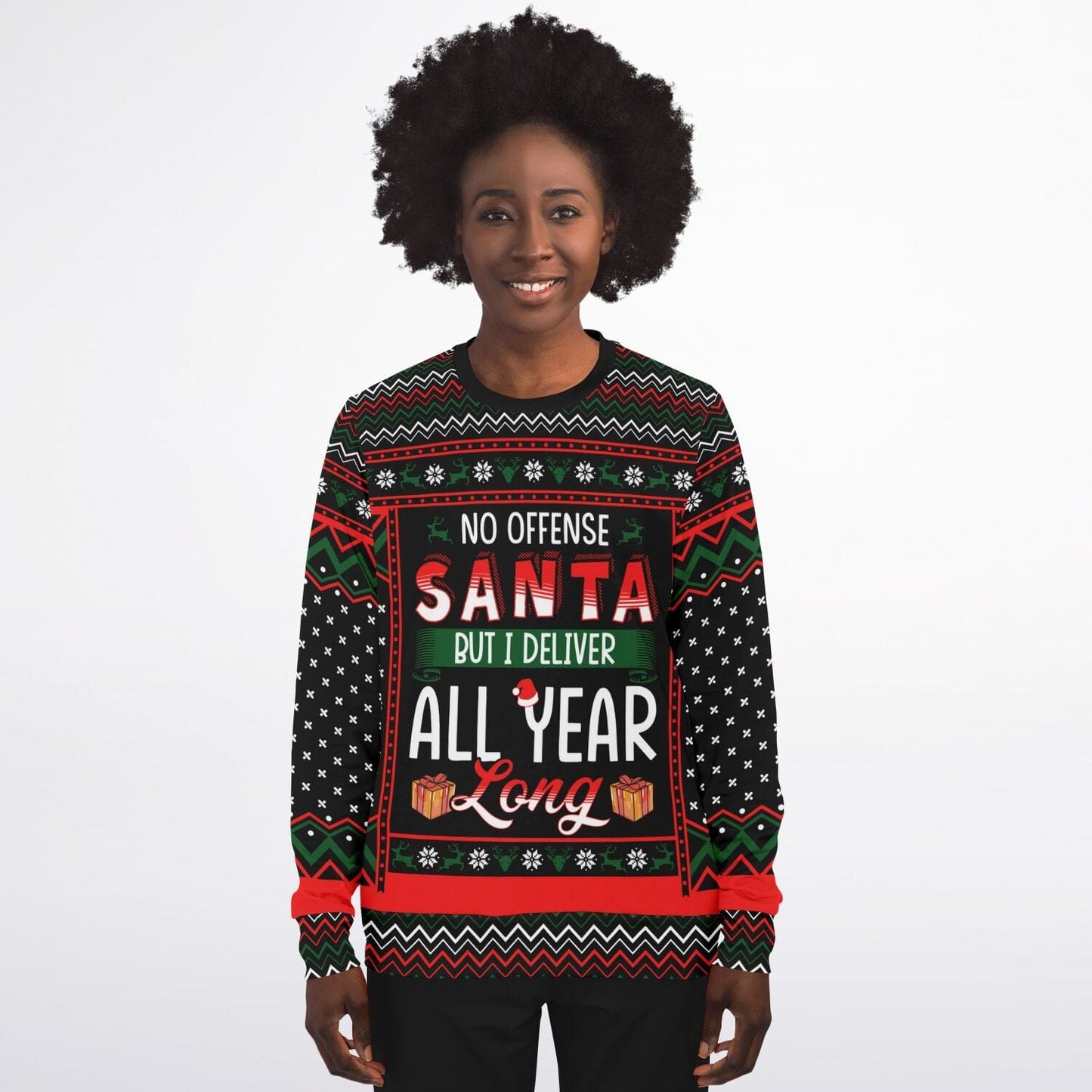 All Year Long Delivery Ugly Christmas Sweatshirt for Mailman Driver    - HolidayShoppingFinds