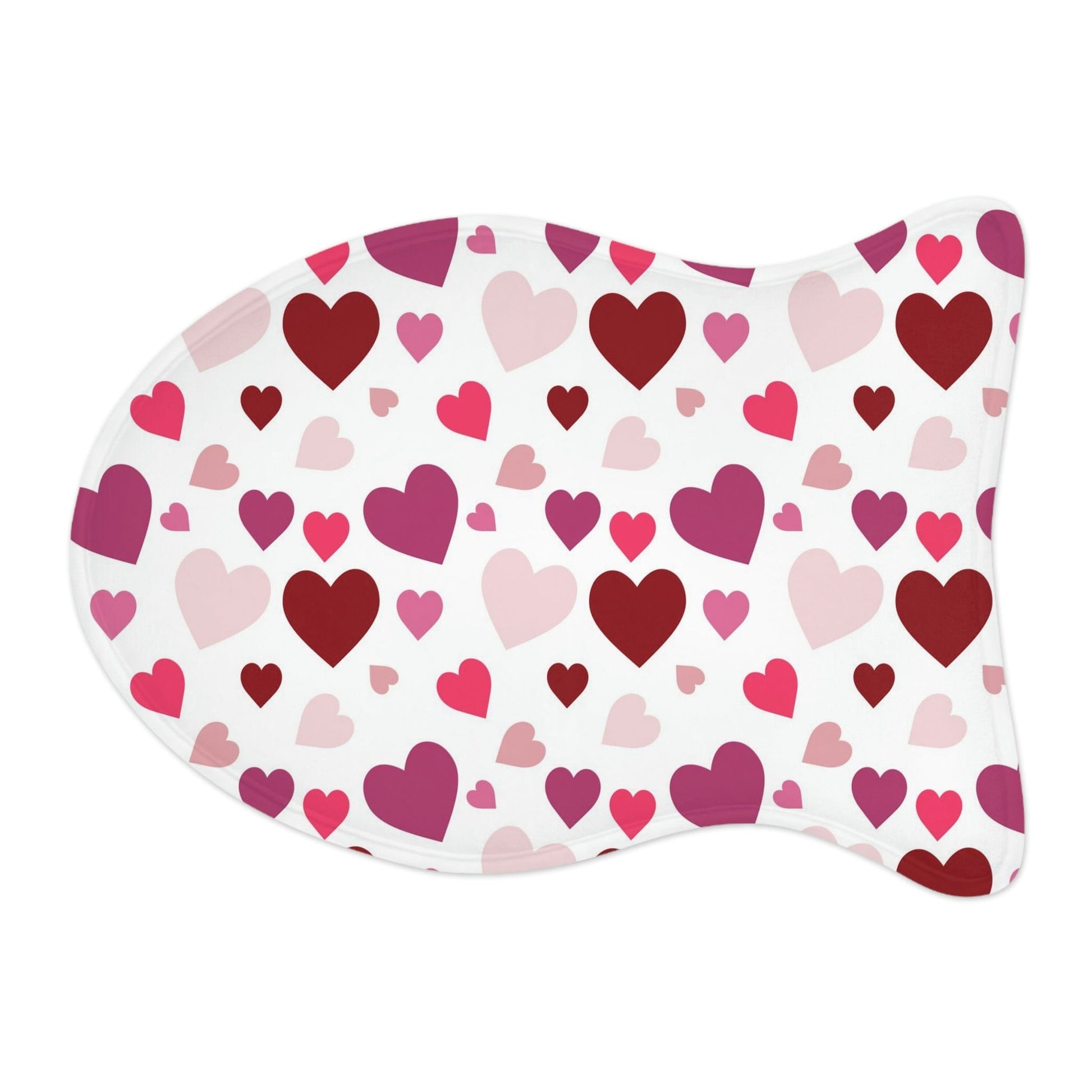 Vday Hearts Pattern White Pet Feeding Mat Fish Shape for Dogs & Cats Fish shape (19" × 14") White  - HolidayShoppingFinds