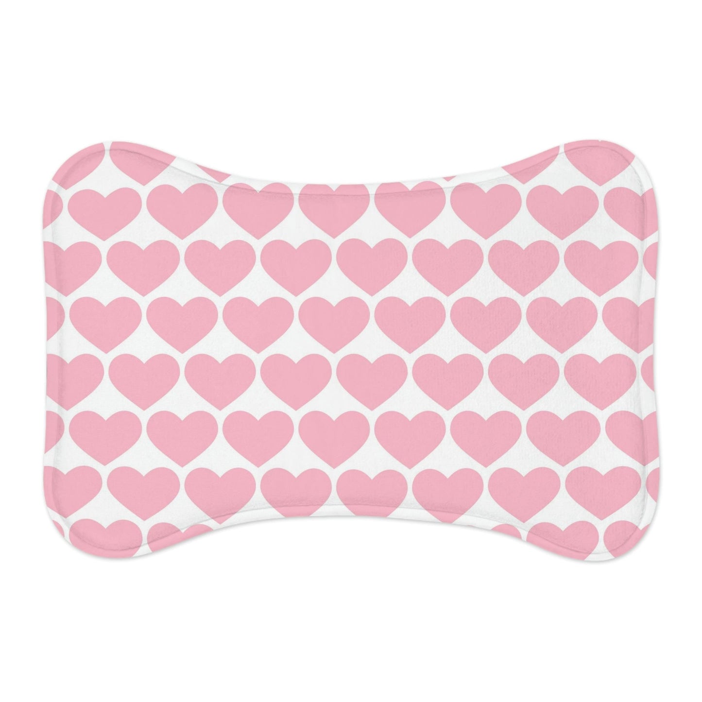 Big Pink Heart Valentine Dog Feeding Mat Bone Shape Pet Food Placemat    - HolidayShoppingFinds