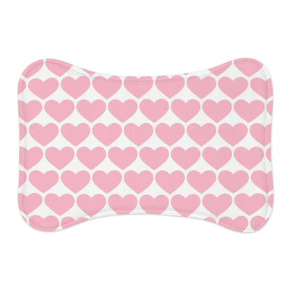 Big Pink Heart Valentine Dog Feeding Mat Bone Shape Pet Food Placemat    - HolidayShoppingFinds