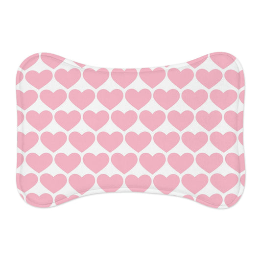 Big Pink Heart Valentine Dog Feeding Mat Bone Shape Pet Food Placemat    - HolidayShoppingFinds