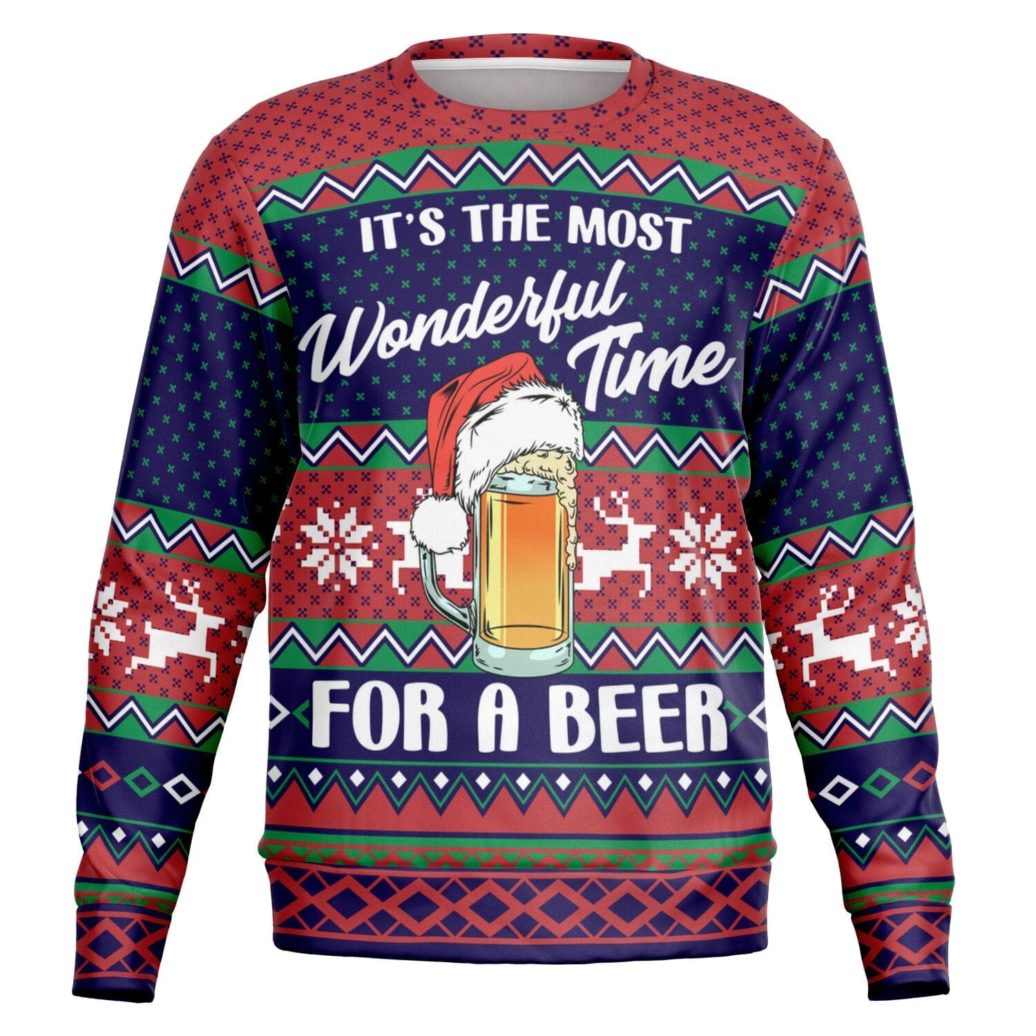 Wonderful Time for a Beer Ugly Christmas Sweatshirt for Beer Lover    - HolidayShoppingFinds