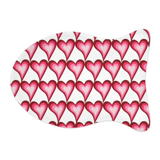 Pink Hearts White Pet Feeding Mat Fish Shape Dog/Cat Food Placemat Fish shape (19" × 14") White  - HolidayShoppingFinds