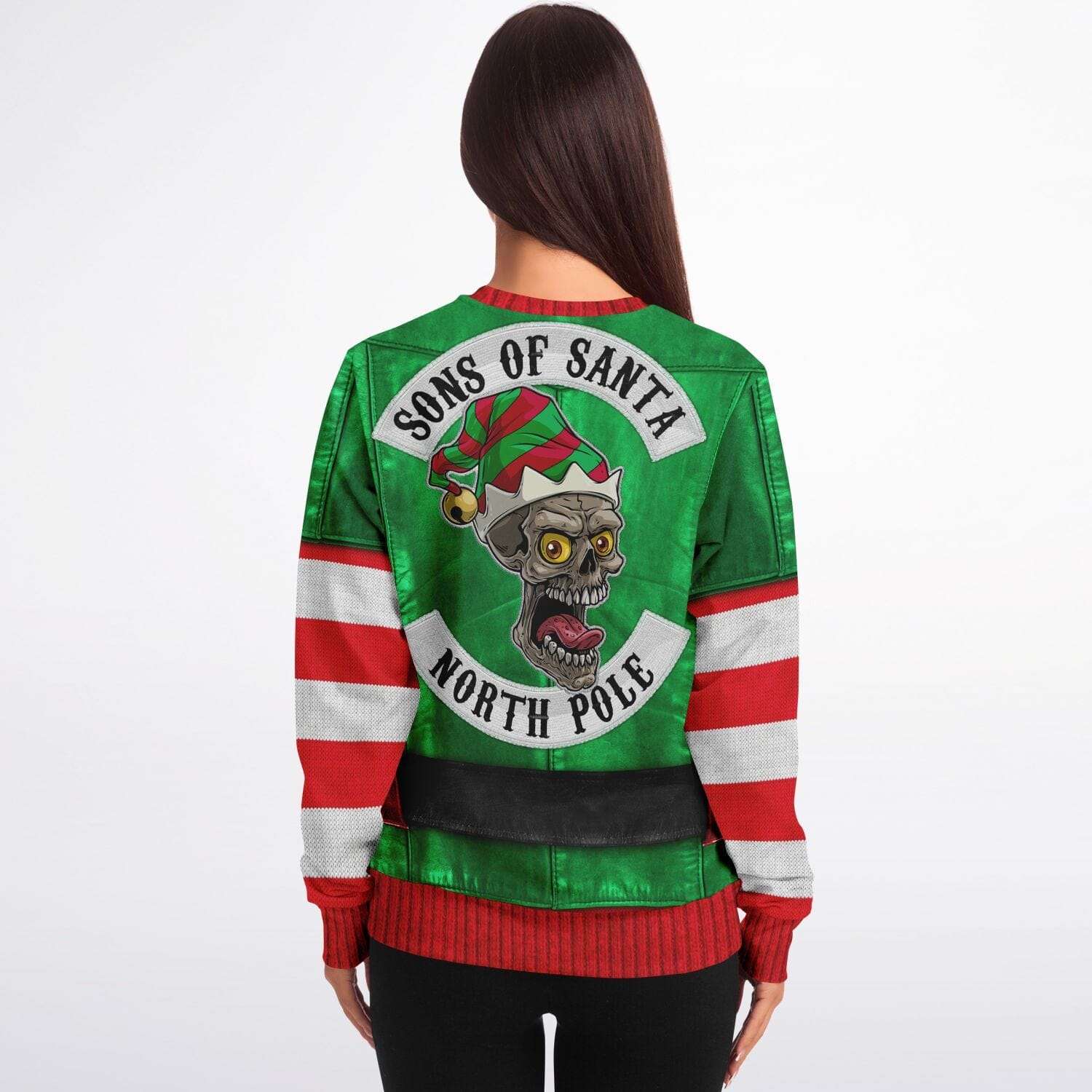 Santa's Little Biker Help Ugly Christmas Sweatshirt Funny Sweater    - HolidayShoppingFinds