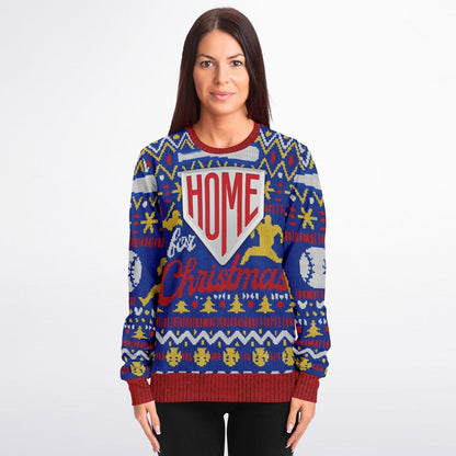 Home for Christmas Ugly Christmas Sweatshirt Baseball Fan Aficionado    - HolidayShoppingFinds