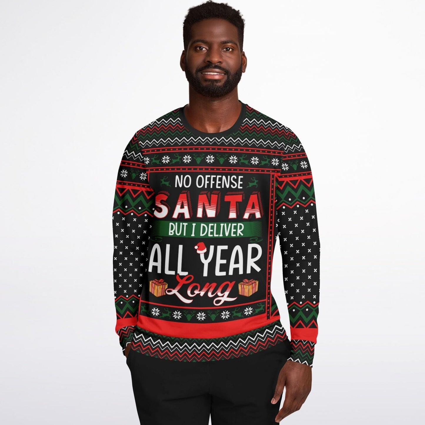 All Year Long Delivery Ugly Christmas Sweatshirt for Mailman Driver    - HolidayShoppingFinds