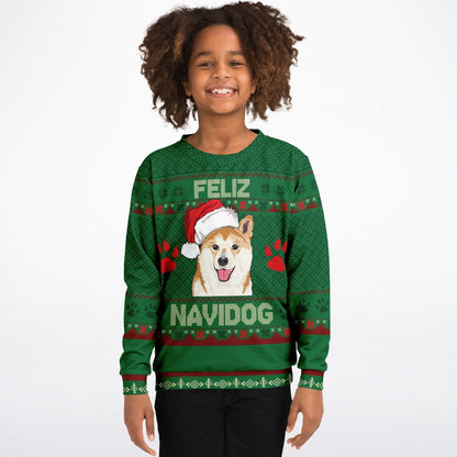 Shiba Inu Feliz Navidog Ugly Christmas Sweatshirt Kids Funny Sweater    - HolidayShoppingFinds