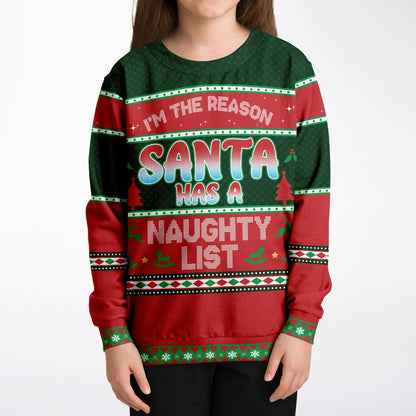 Naughty List Ugly Christmas Sweatshirt Funny Xmas Kids Unisex    - HolidayShoppingFinds