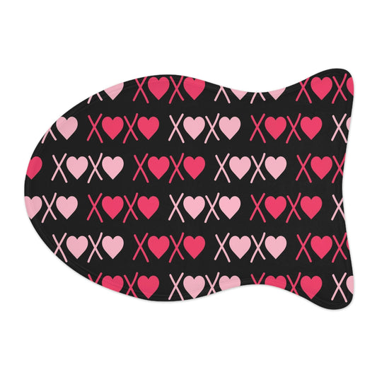 XoXo Pink Red Heart Black Pet Feeding Mat Fish Shape Dog/Cat Food Mat Fish shape (19" × 14") White  - HolidayShoppingFinds