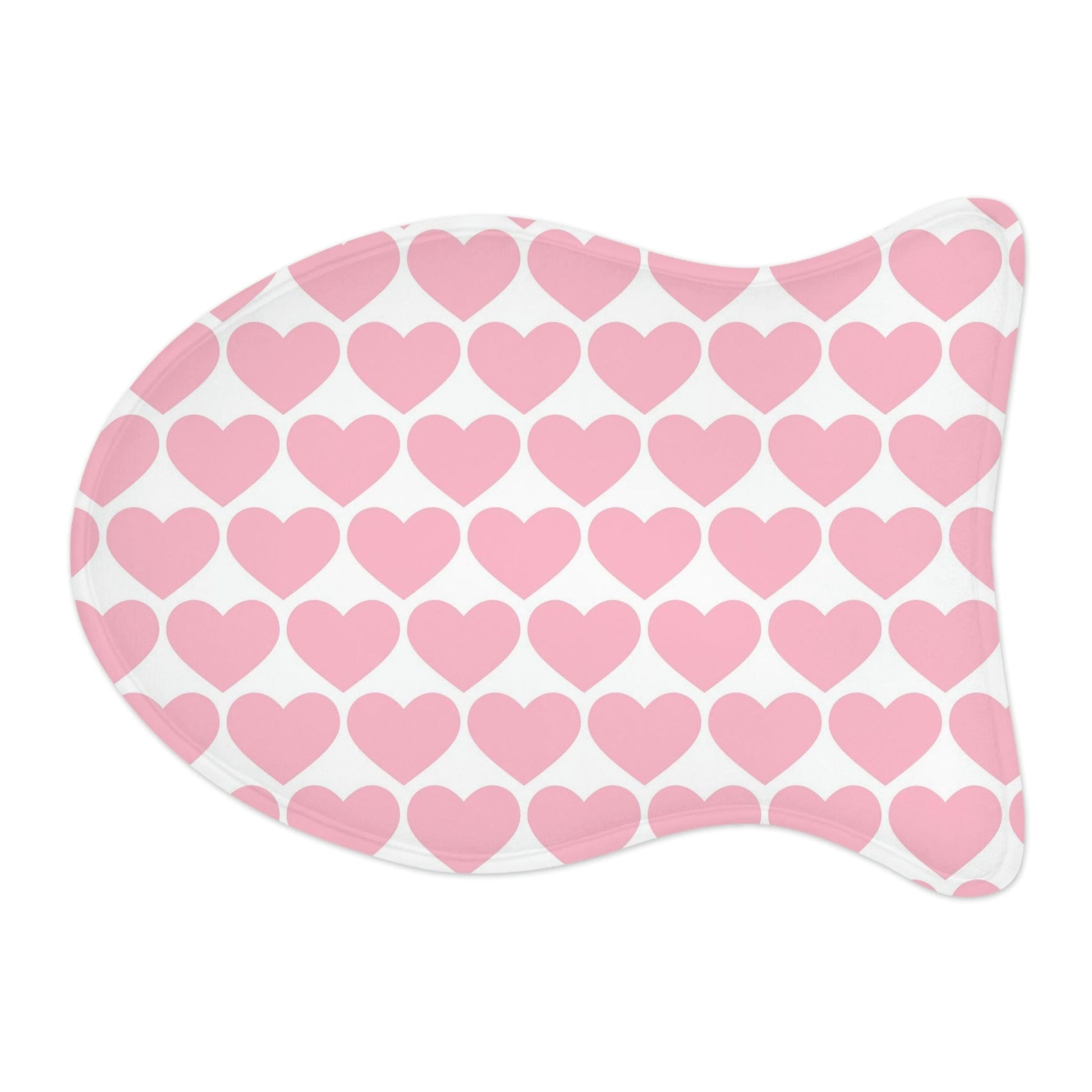 Big Pink Heart Pattern White Pet Feeding Mat Fish Shape Cat Food Mat Fish shape (19" × 14") White  - HolidayShoppingFinds