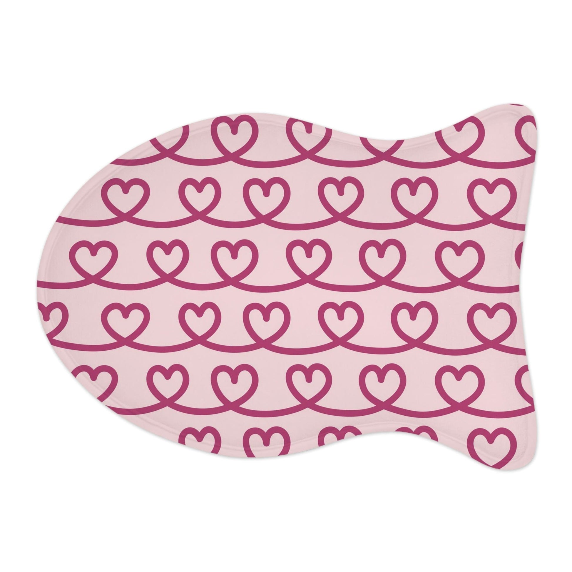 Pink Heart Drawing Pet Feeding Mat Fish Shape Dog/Cat Food Placemat Fish shape (19" × 14") White  - HolidayShoppingFinds