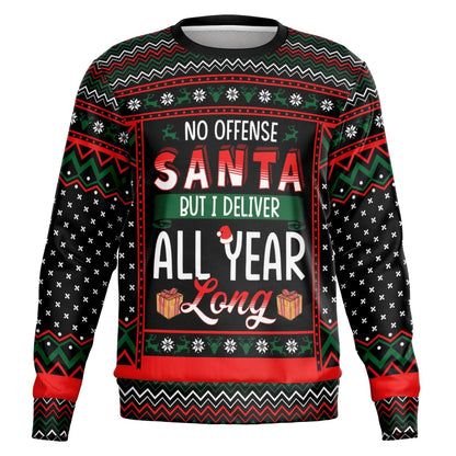 All Year Long Delivery Ugly Christmas Sweatshirt for Mailman Driver    - HolidayShoppingFinds