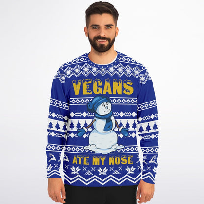 Vegans Ate my Nose Ugly Christmas Sweatshirt for Vegan Lovers Unisex    - HolidayShoppingFinds