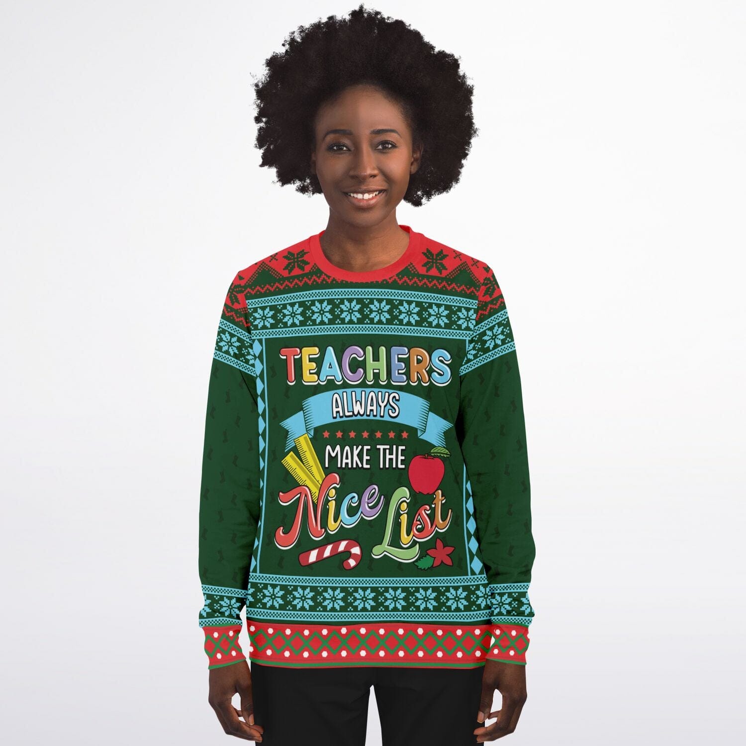 The Nice List Ugly Christmas Sweatshirt for Teachers & Educators    - HolidayShoppingFinds