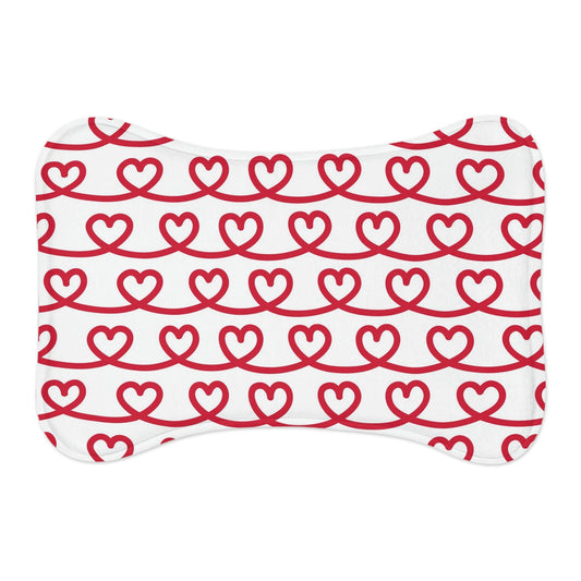 Red Heart Drawing Pet Feeding Mat Bone Shape Dog Placemat Cat Food Mat Bone shape (19" x 14") White  - HolidayShoppingFinds