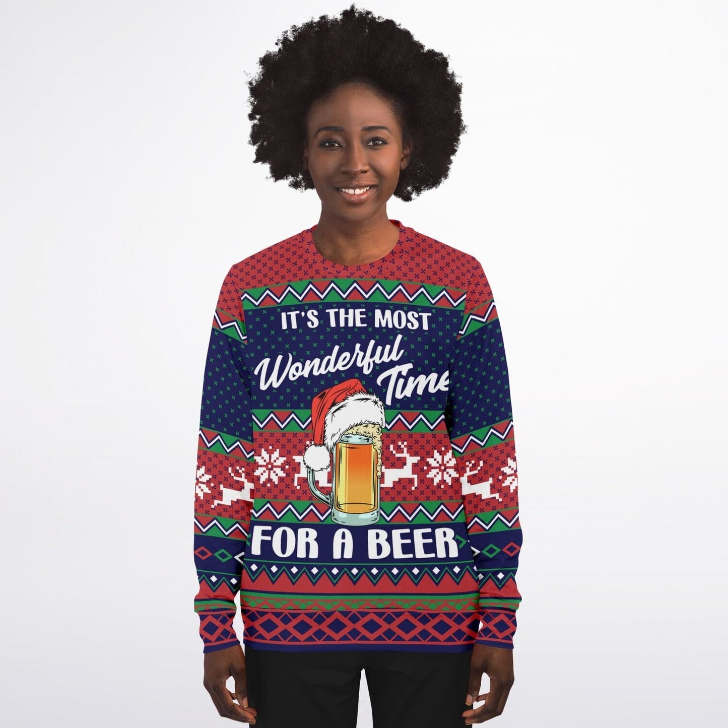 Wonderful Time for a Beer Ugly Christmas Sweatshirt for Beer Lover    - HolidayShoppingFinds